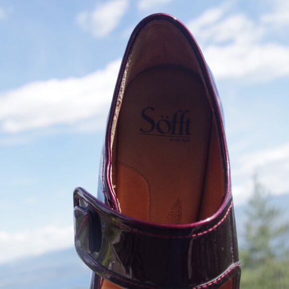 Mary Jane Burgundy Sofft Fiorenza Chianti Patent Leather Size 6 1/2 Ladies Shoes - Picture 5 of 7